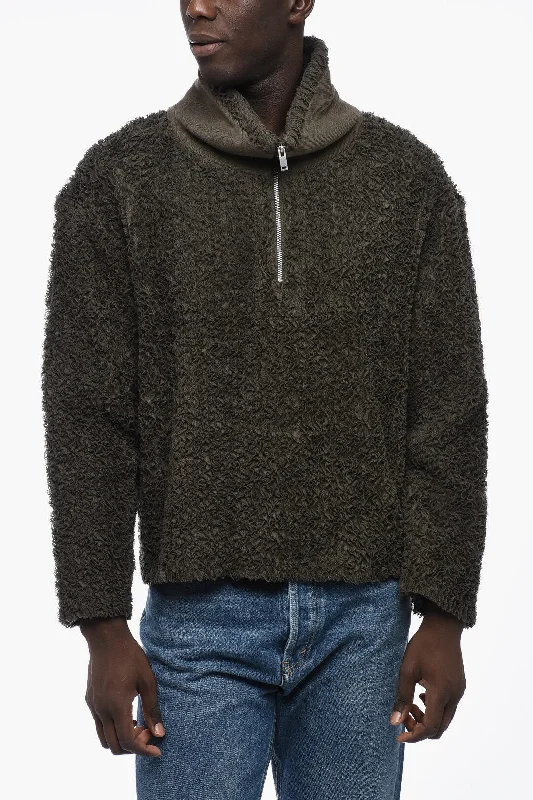 Men’s crisp crew top-Craig Green Textured Cotton Sweater with Half Zip