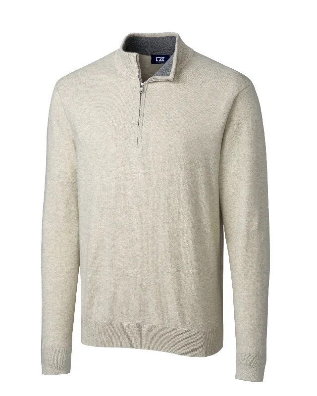 Men’s sharp turtleneck sweater-Cutter & Buck Lakemont Tri-Blend Mens Big and Tall Quarter Zip Pullover Sweater