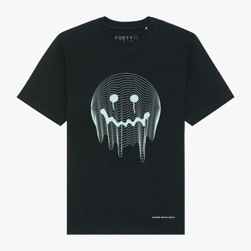 Men’s staple classic top-Deface TOPO Print Tee (Black/Phosphorescent)