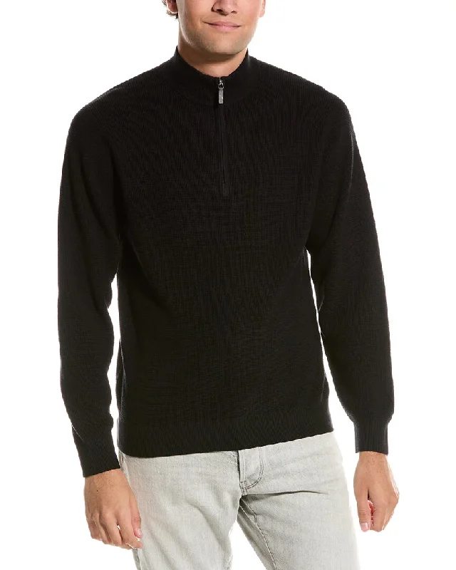 Men’s suave cardigan top-Douglas Anthony Thermal Cashmere-Blend Pullover