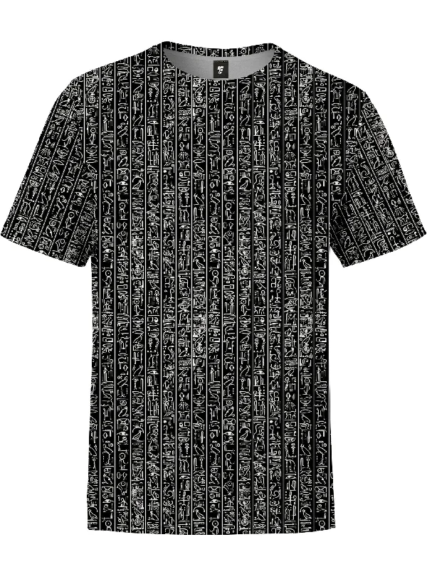 Men’s subtle tone top-Egyptian Glyphs (Black) Unisex Crew