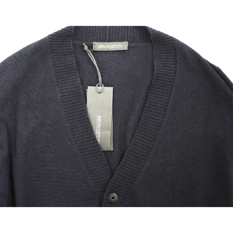 Men’s airy wool cardigan-Ermanno Scervino Chic Blue Wool Blend Cardigan Men's Sweater