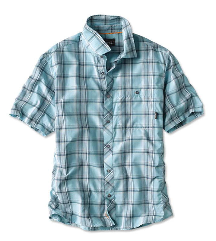 Men’s relaxed beach top-Exploded Plaid Short-Sleeved Camp Shirt