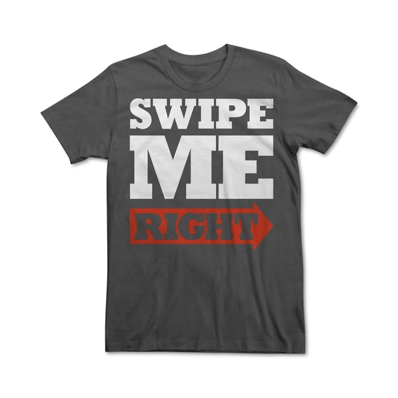 Men’s vivid modern shirt-Fifth Sun Mens Swipe Me Right Graphic T-Shirt, Grey, Medium