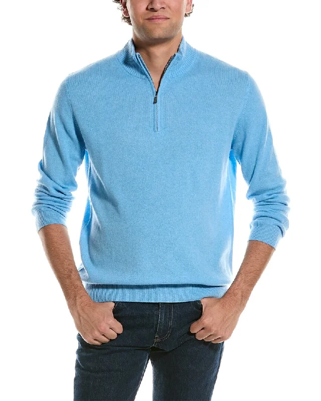 Men’s tight pullover top-Forte Cashmere Mock Neck Cashmere 1/4-Zip Sweater