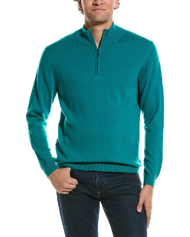 Men’s velvety wool top-Forte Cashmere Mock Neck Cashmere 1/4-Zip Sweater