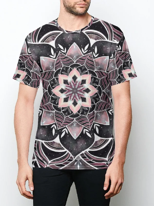 Men’s silky fabric shirt-Galactic Rose Unisex Crew