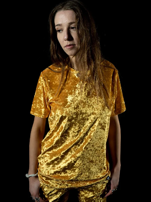 Men’s edgy modern tee-Gold Unisex Crushed Velvet Crew