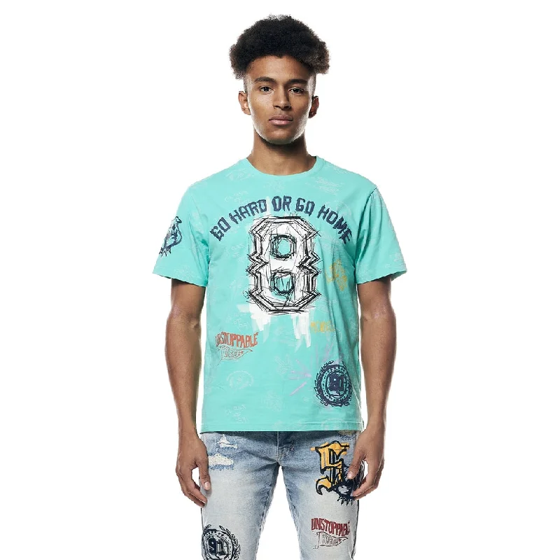 Men’s loose short-sleeve tee-Graphic Varsity Tee - Oasis