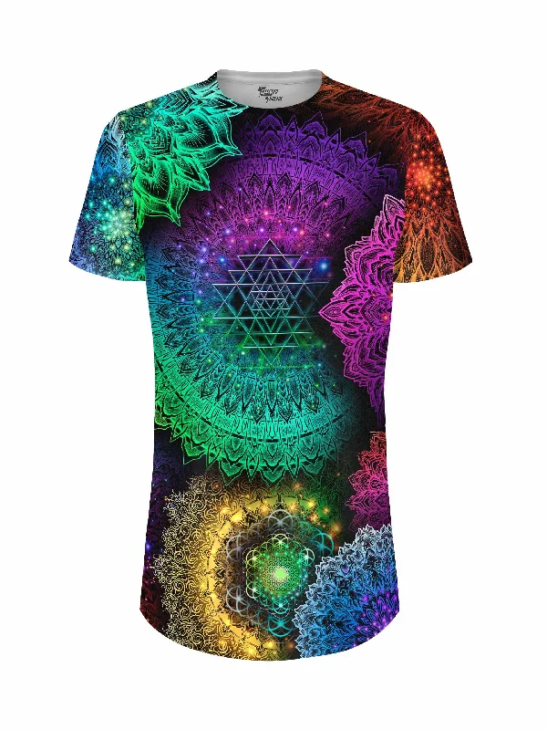 Men’s cushy casual top-Illuminated Mandala Tall Tee