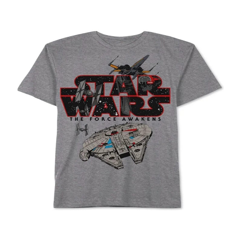 Men’s fun print tee-Jem Mens The Force Awakens Graphic T-Shirt, Grey, Small