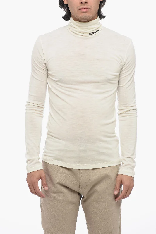 Men’s plush cotton top-Jil Sander Turtleneck Tech Wool Sweater