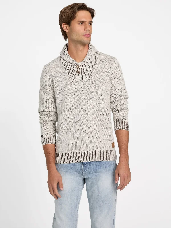 Men’s silky cashmere top-Leo Marled Shawl Sweater