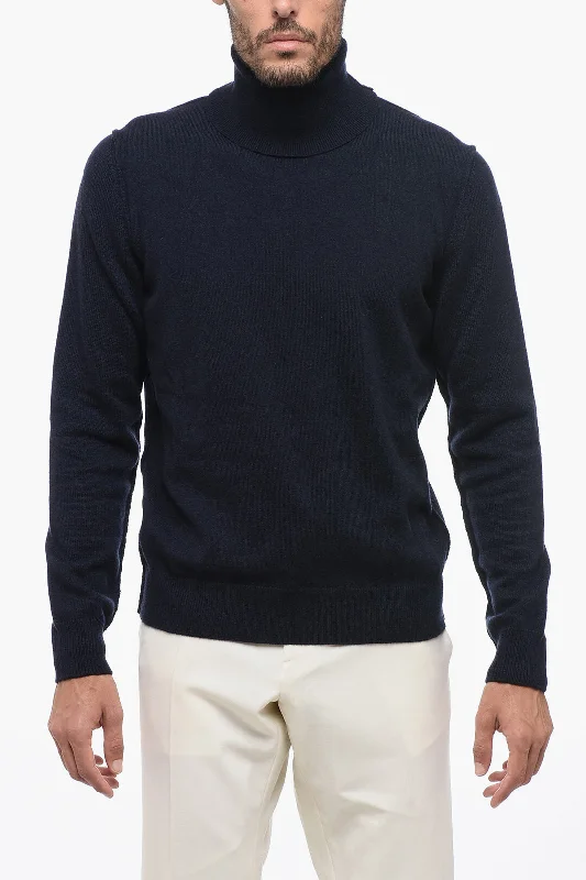 Men’s relaxed pullover sweater-Maison Margiela MM4 Cashmere Turtleneck Sweater with Visible Stitching