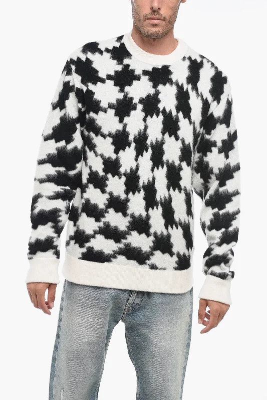 Men’s crisp pullover sweater-Marcelo Burlon Jaquard Pullover with Geometrical Pattern