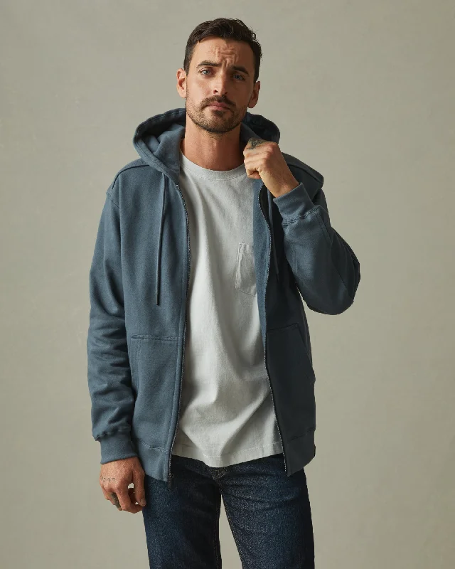 Men’s daily casual top-Relaxed Classic Full Zip - Vintage Indigo