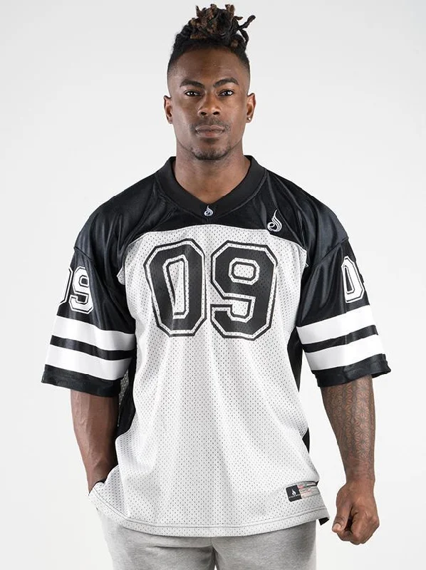 Men’s loud short-sleeve shirt-Mens Varsity Jersey - Black/Grey