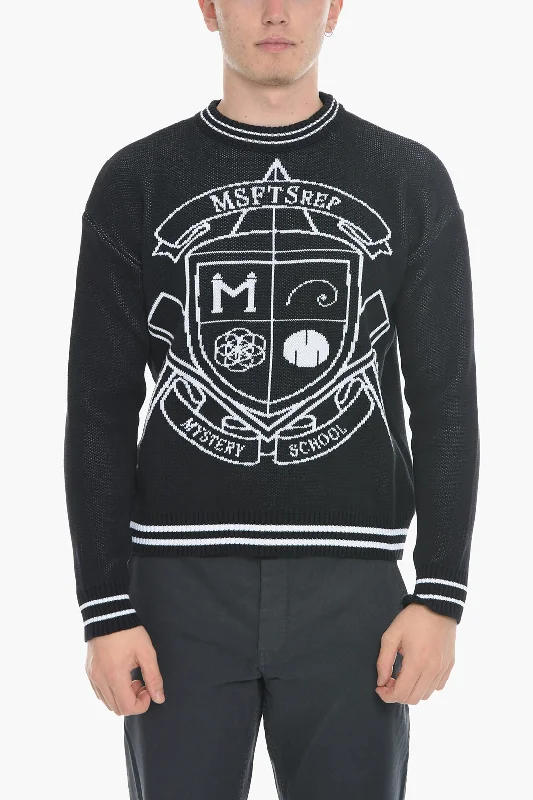 Men’s silky crew pullover-MSFTSrep Organic Cotton Crew-Neck Sweater with Contrast Embroidery