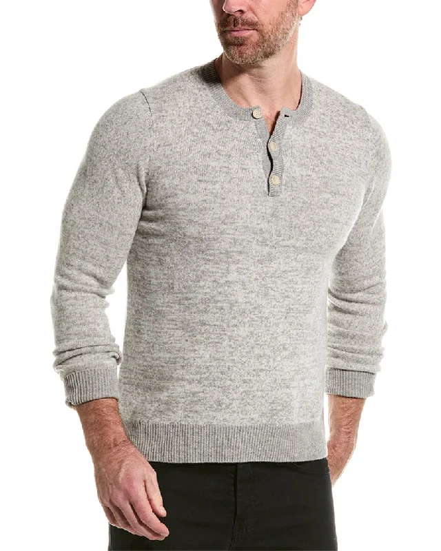 Men’s loose V-neck pullover-NAADAM Marled Wool & Cashmere-Blend Henley