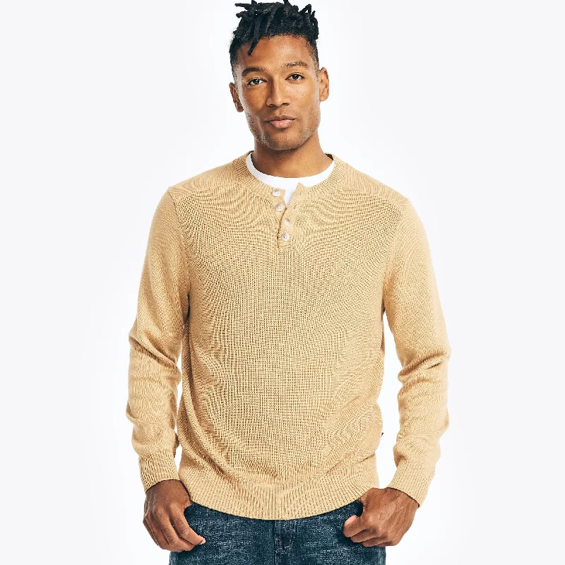 Men’s neat turtleneck sweater-Nautica Mens Long-Sleeve Henley Sweater