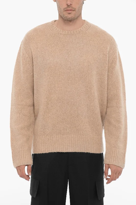 Men’s toasty fleece sweater-Neil Barrett Boxy Fit Crew-neck Sweater with Logo Patch