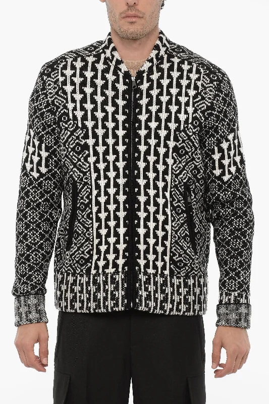 Men’s loose crew pullover-Neil Barrett Multi Patterned Wool Sweater