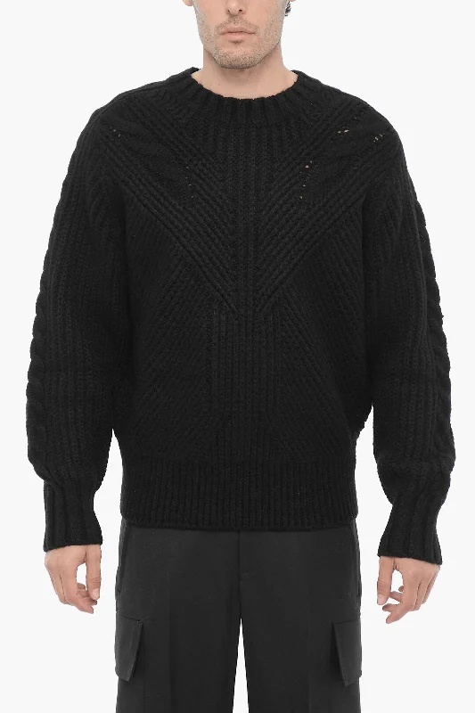 Men’s silky turtleneck top-Neil Barrett Solid Color Bomber Fit Crew-neck Sweater