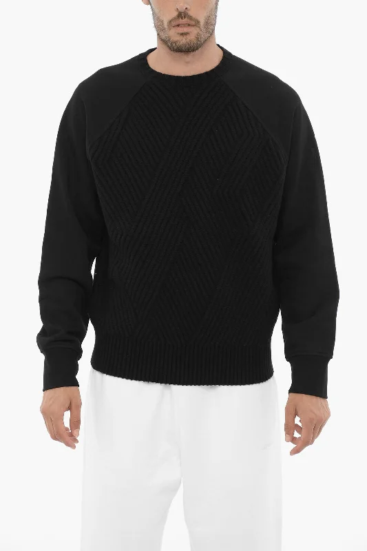 Men’s iconic fleece top-Neil Barrett Solid Color Double Fabric Crew-neck Sweater