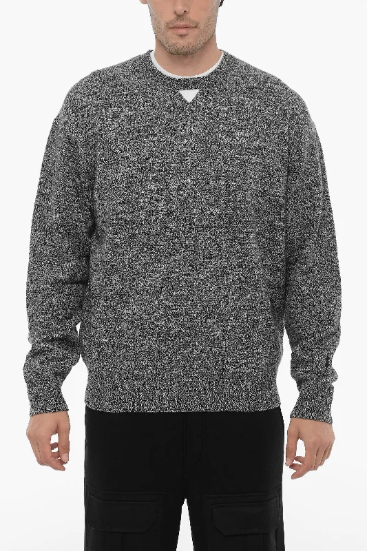 Men’s tough cashmere top-Neil Barrett Wool and Nylon Crew-neck Sweater with Cut Out Detail