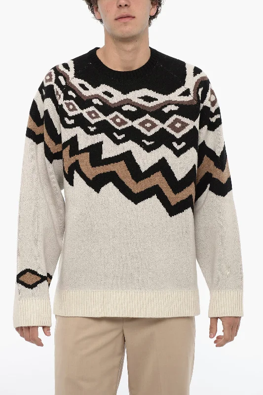 Men’s textured cashmere top-Neil Barrett Wool Boxy Fit Crew-neck Sweater