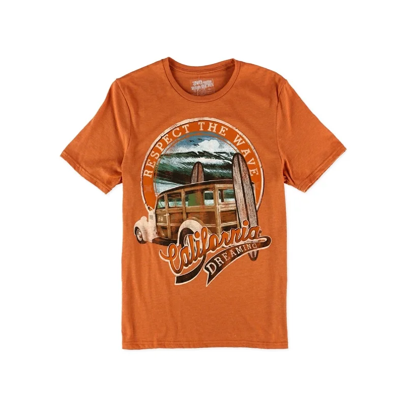 Men’s dry-fit casual top-No Borders Mens California Dreaming Graphic T-Shirt, Orange, Small