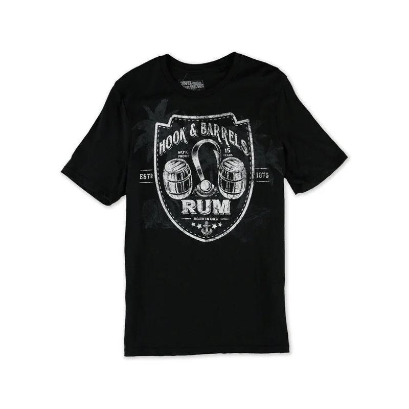 Men’s roomy comfy tee-No Borders Mens Hook & Barrels Rum Graphic T-Shirt, Black, Small