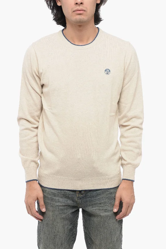 Men’s baggy wool top-North Sails Wool Blend Crewneck Sweater with Contrasting Edges