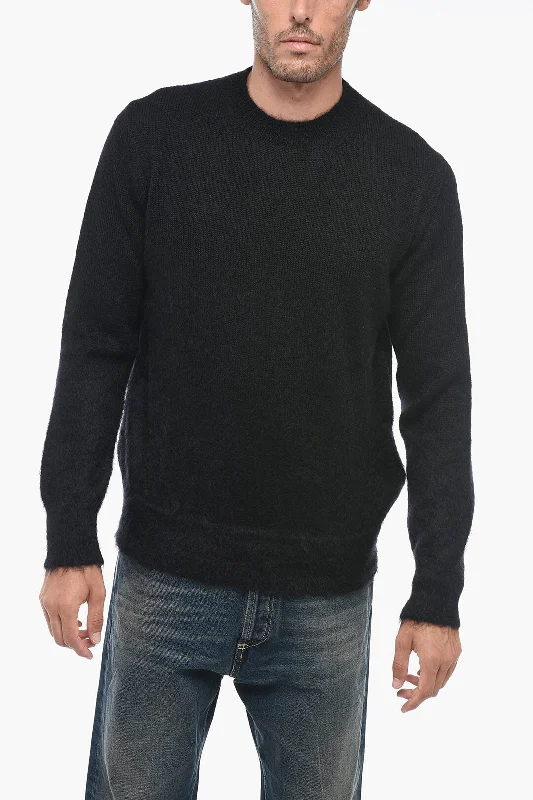 Men’s rich turtleneck top-Off-White Crew Neck ARROW CROSS Mohair Blend Sweater