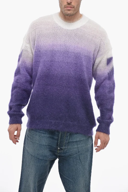 Men’s loose wool pullover-Off-White SEASONAL Degradè Mohair Blend DIAG ARROW Sweater