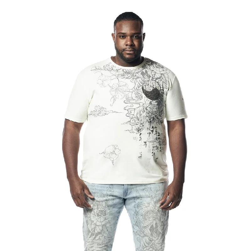 Men’s fast-dry athletic shirt-Big and Tall - Printed Tattoo Tee Shirt - Ecru