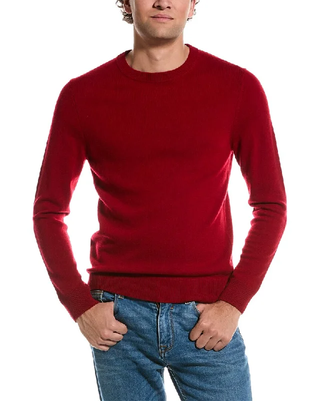 Men’s silky cashmere top-Qi Cashmere Solid Cashmere Crewneck Sweater