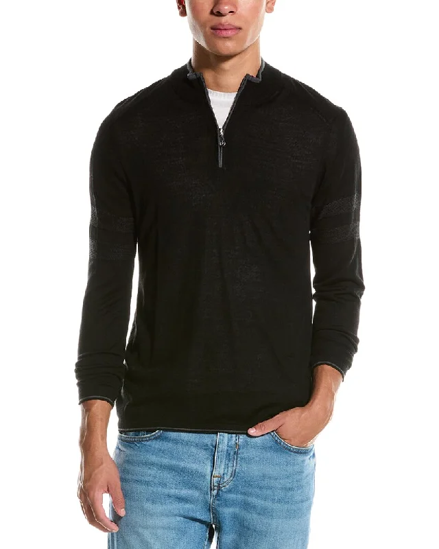 Men’s iconic V-neck sweater-Raffi Wool-Blend 1/4-Zip Sweater