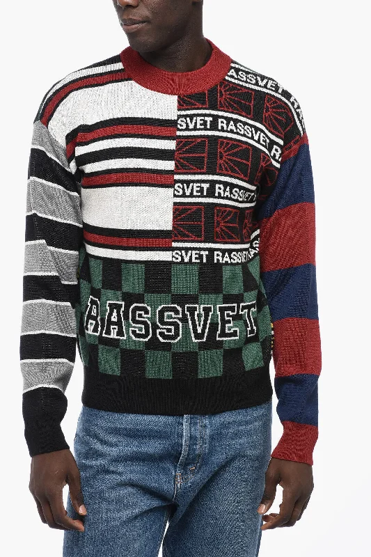 Men’s tight cotton sweater-Rassvet Patterned Crew-neck Sweater