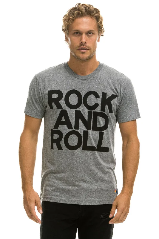 Men’s fresh V-neck shirt-ROCK AND ROLL TEE - HEATHER GREY