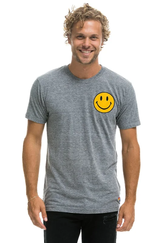 Men’s baggy casual tee-SMILEY 2 CREW TEE - HEATHER GREY