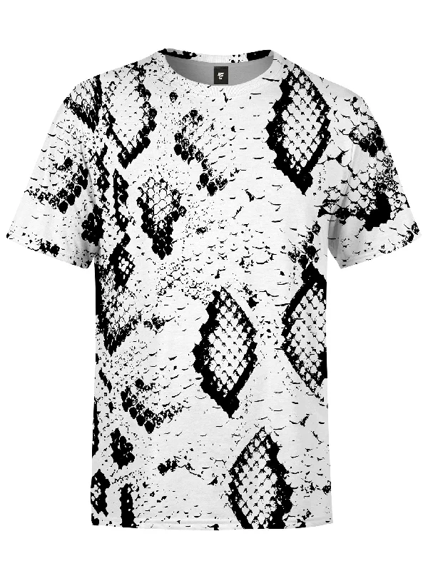 Men’s vivid print top-Snake Skin (White) Unisex Crew