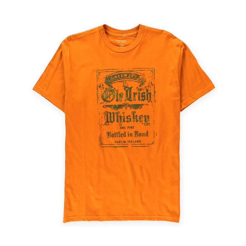 Men’s baggy casual tee-SONOMA life+style Mens Green Ivy Ole Irish Whiskey Graphic T-Shirt, Orange, Small