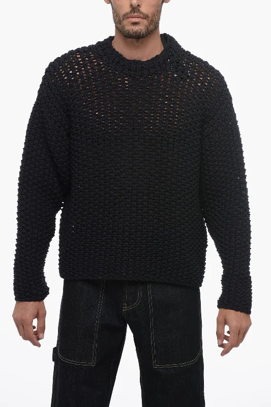 Men’s airy cashmere pullover-Stone Island Crew Neck MARINA Crochet Designed Pullover