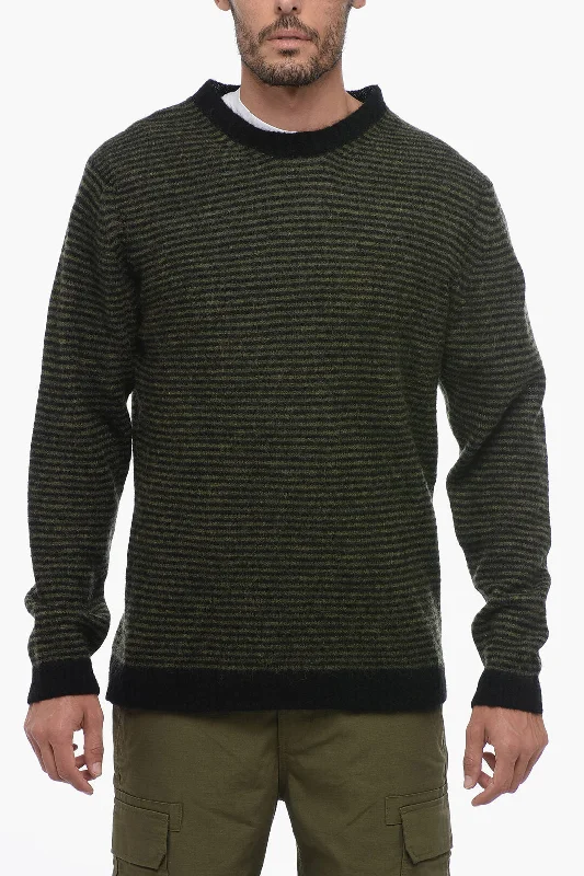 Men’s baggy pullover sweater-Sunhouse Two-Tone Striped SANDRO Crew-neck Sweater