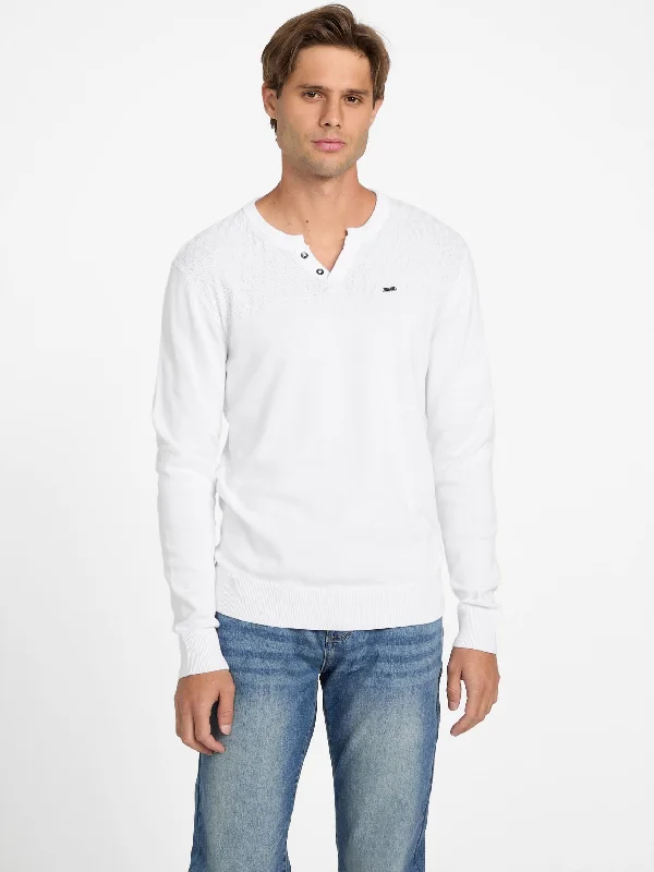 Men’s neat V-neck top-Tino Slit-Neck Sweater