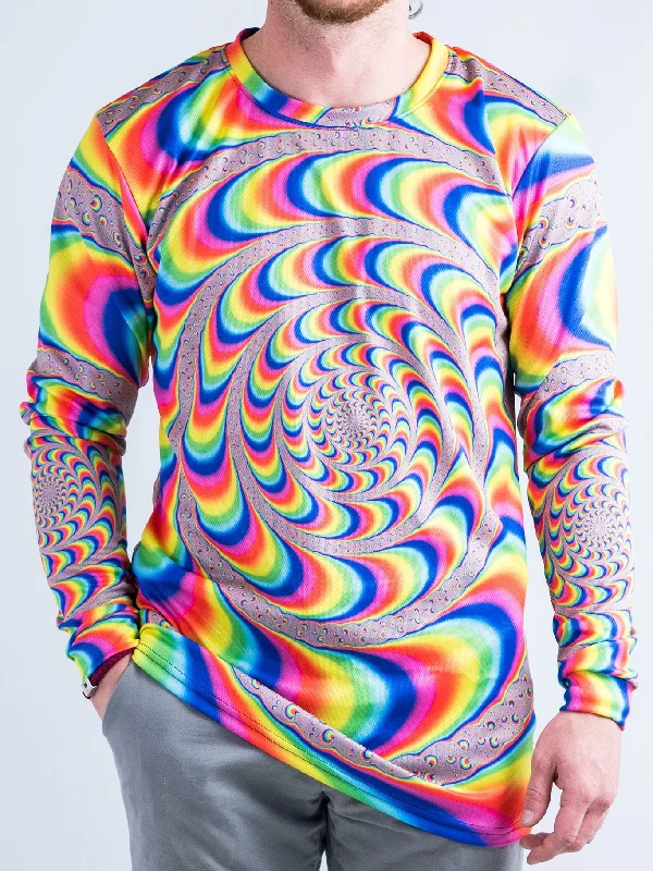 Men’s ultrathin fabric top-Trippy Spirals Vented Long Sleeve Shirt