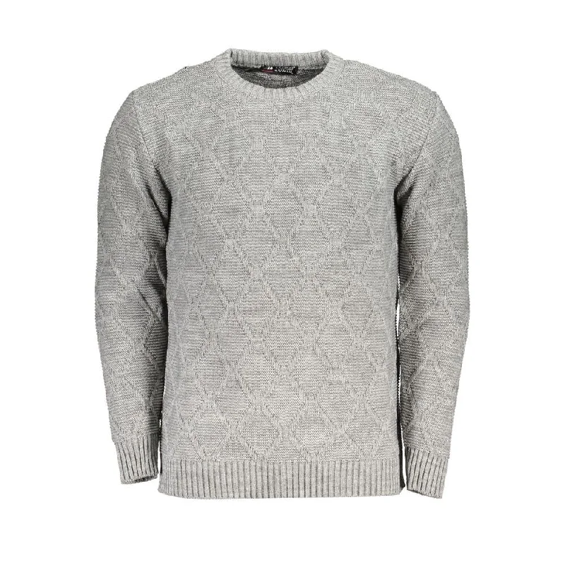 Men’s breezy fleece pullover-U.S. Grand Polo Gray Fabric Men's Sweater