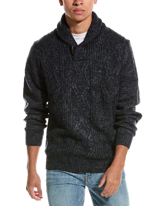 Men’s airy cashmere pullover-WEATHERPROOF VINTAGE Chunky Cable Fisherman Sweater