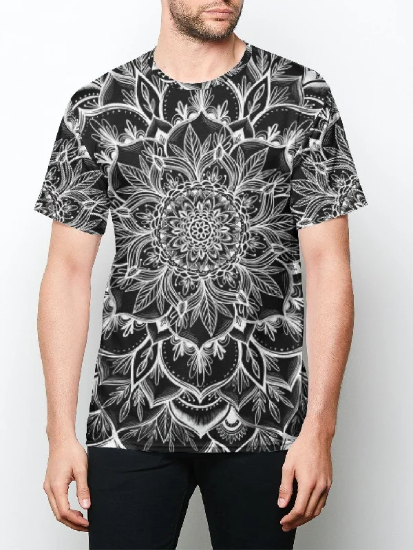 Men’s velvety relaxed shirt-Yin Mandala (Black) Unisex Crew